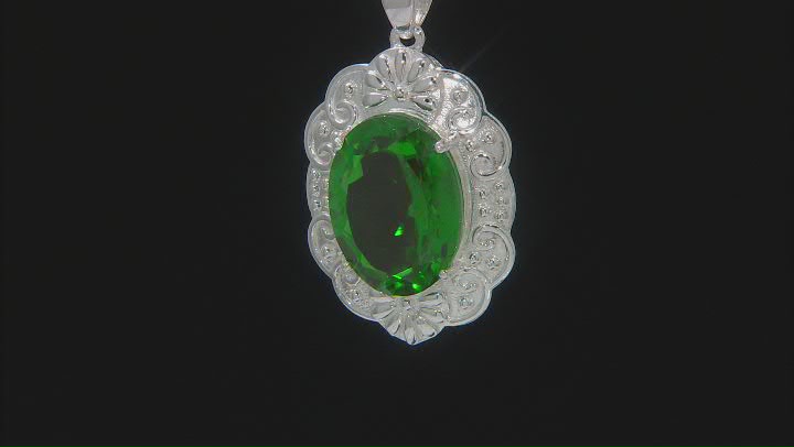 Green Color Quartz Doublet Rhodium Over Brass Sterling Silver With Chain Video Thumbnail