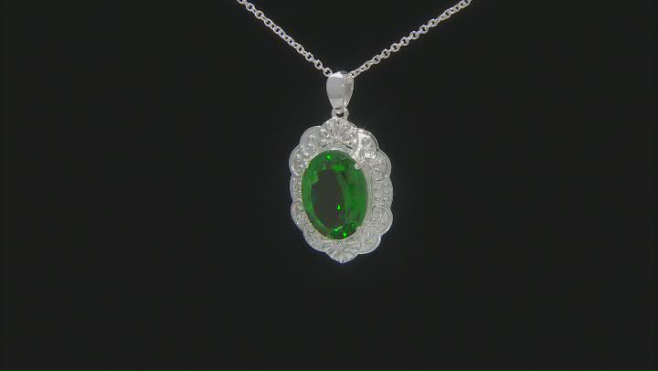 Green Color Quartz Doublet Rhodium Over Brass Sterling Silver With Chain Video Thumbnail
