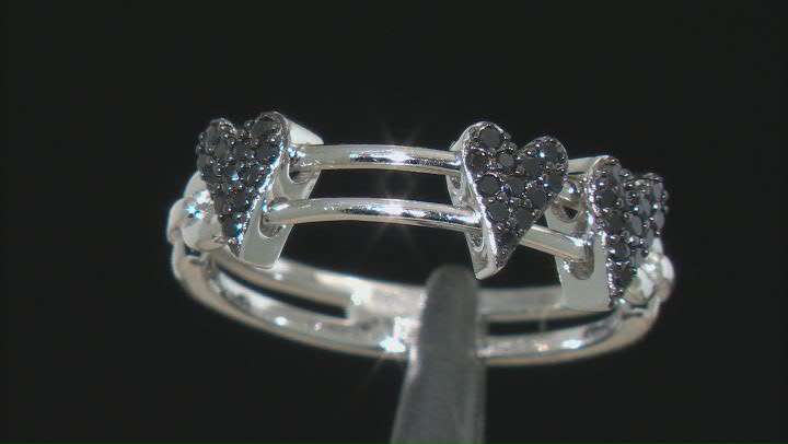 Black Spinel Rhodium Over Sterling Silver Heart Ring 0.20ctw Video Thumbnail