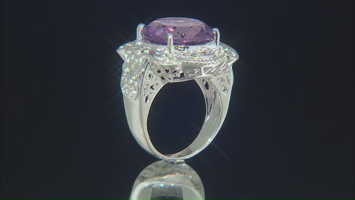 Purple Amethyst Sterling Silver Over Brass Solitaire  Ring 8.00ct Video Thumbnail