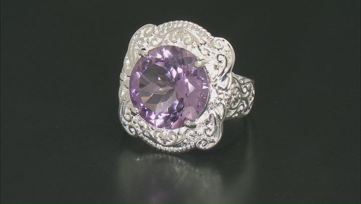 Purple Amethyst Sterling Silver Over Brass Solitaire  Ring 8.00ct Video Thumbnail
