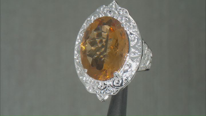Yellow Citrine Sterling Silver Over Brass Solitaire Ring 14.50ct Video Thumbnail