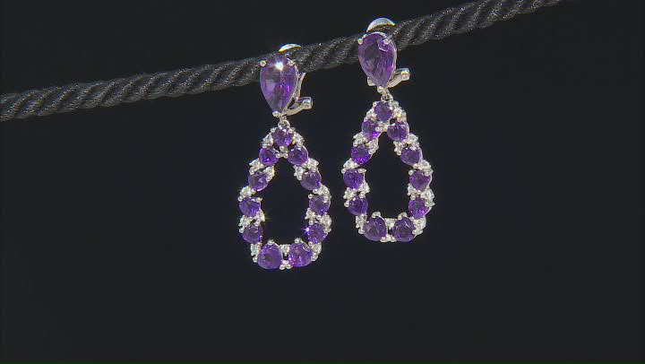 Amethyst Rhodium Over Sterling Silver Drop Earrings 17.10ctw Video Thumbnail