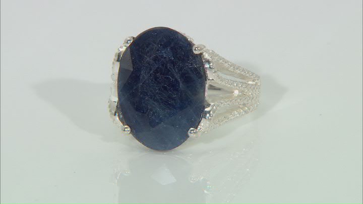 Blue Sapphire Sterling Silver Solitaire Ring 8.00ct Video Thumbnail