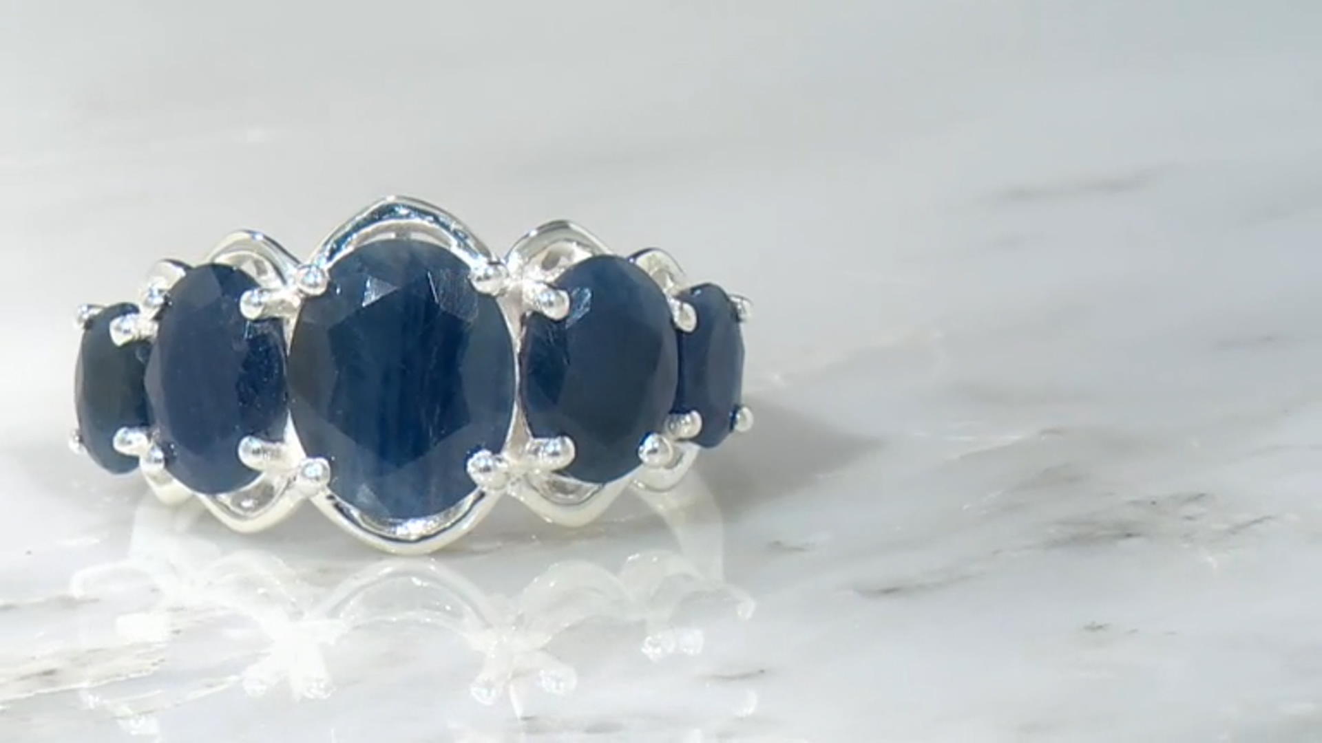 Blue Sapphire Sterling Silver Ring 5.50ctw Video Thumbnail