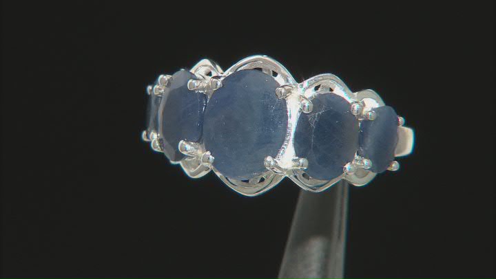 Blue Sapphire Sterling Silver Ring 5.50ctw Video Thumbnail