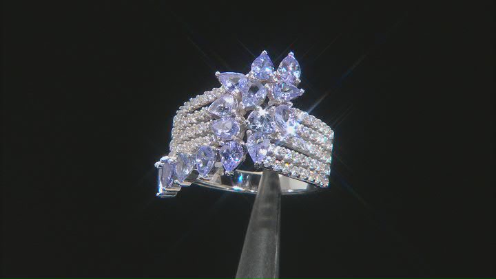 Blue Tanzanite Rhodium Over Sterling Silver Ring 2.61ctw Video Thumbnail
