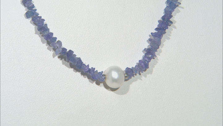 Blue Tanzanite Free-form Rhodium Over Silver Necklace Video Thumbnail