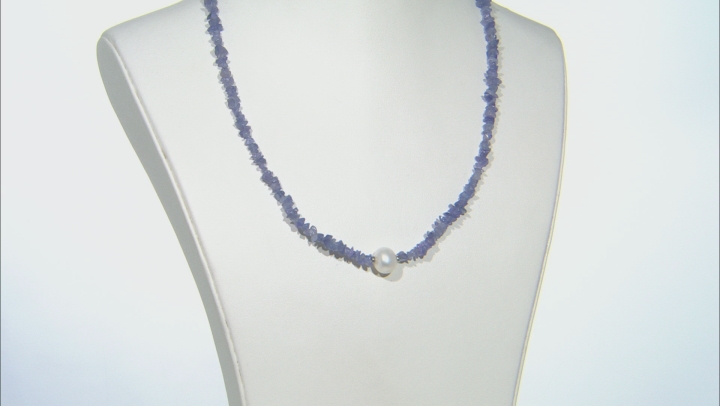 Blue Tanzanite Free-form Rhodium Over Silver Necklace Video Thumbnail