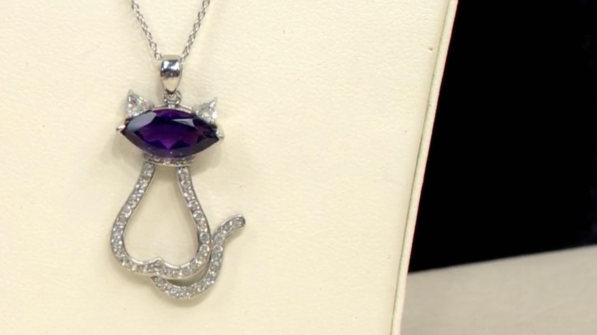 Purple Amethyst Rhodium Over Silver Cat Pendant Chain 3.40ctw Video Thumbnail