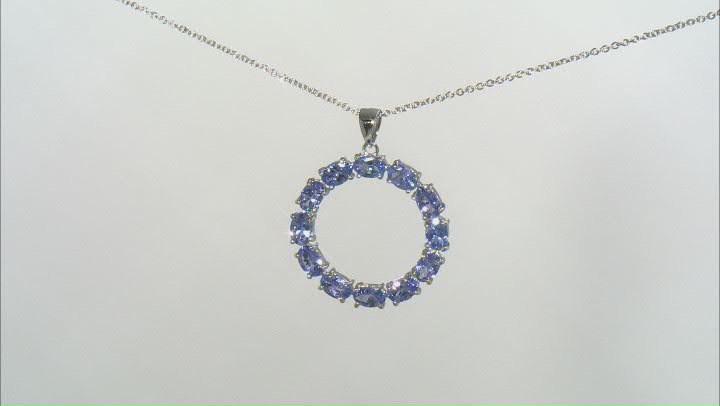 Blue Tanzanite Rhodium Over Sterling Silver Pendant With Chain 4.50ctw Video Thumbnail