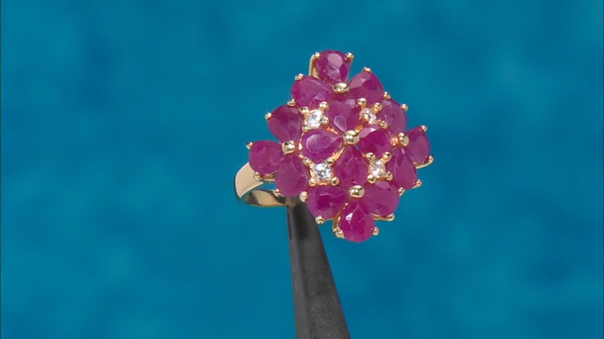 Red Ruby 14k Yellow Gold Over Sterling Silver Ring 4.70ctw Video Thumbnail