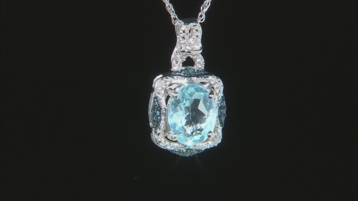 Sky Blue Topaz Rhodium Over Sterling Silver Pendant with Chain 1.87ctw Video Thumbnail