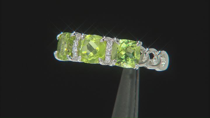 Green Peridot Platinum Over Sterling Silver Ring 2.25ctw Video Thumbnail