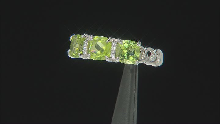 Green Peridot Platinum Over Sterling Silver Ring 2.25ctw Video Thumbnail