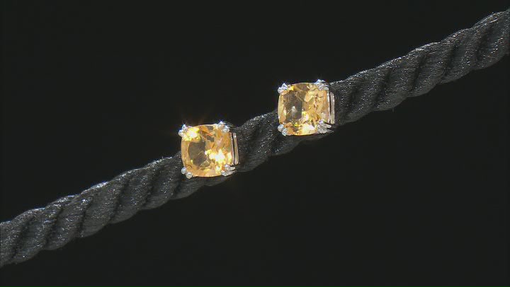 Yellow Citrine Platinum Over Silver Necklace And Earrings Set 3.09ctw Video Thumbnail