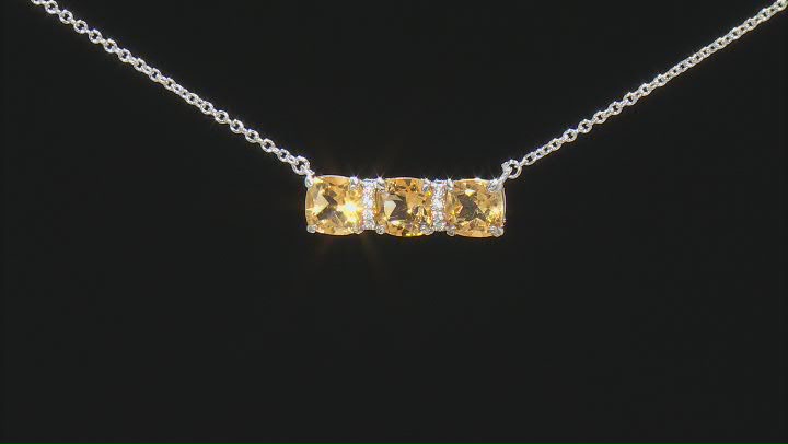 Yellow Citrine Platinum Over Silver Necklace And Earrings Set 3.09ctw Video Thumbnail