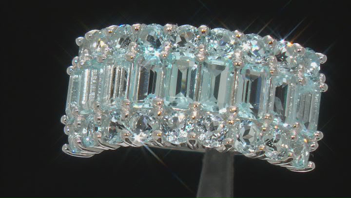 Sky Blue Topaz Rhodium Over Sterling Silver Band Ring 4.30ctw Video Thumbnail