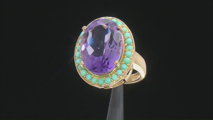 Purple Amethyst 18k Yellow Gold Over Sterling Silver Ring 11.25ct Video Thumbnail