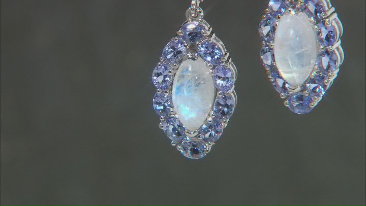 White Rainbow Moonstone Rhodium Over Sterling Silver Earrings 2.70ctw Video Thumbnail