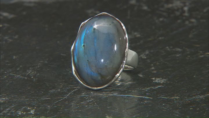 Grey Labradorite Sterling Silver Solitaire Ring Video Thumbnail