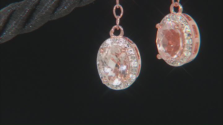 Peach Morganite 14K Rose Gold Over Sterling Silver Dangle Earrings 1.86ctw Video Thumbnail