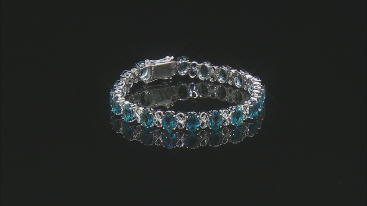 London Blue Topaz Rhodium Over Sterling Silver Bracelet 25.84ctw Video Thumbnail
