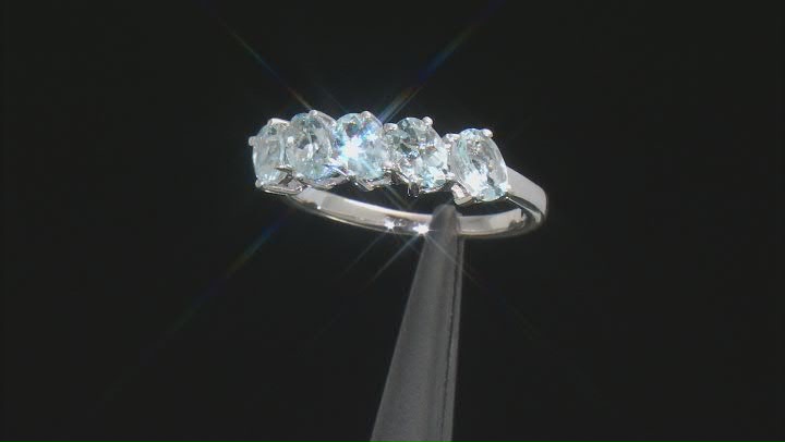 Blue Aquamarine Rhodium Over Sterling Silver Ring 1.89ctw Video Thumbnail