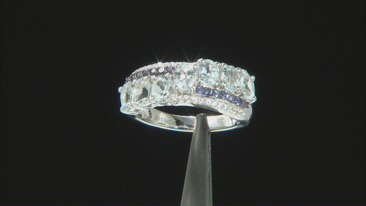 Blue Aquamarine Rhodium Over Sterling Silver Ring 2.52ctw Video Thumbnail