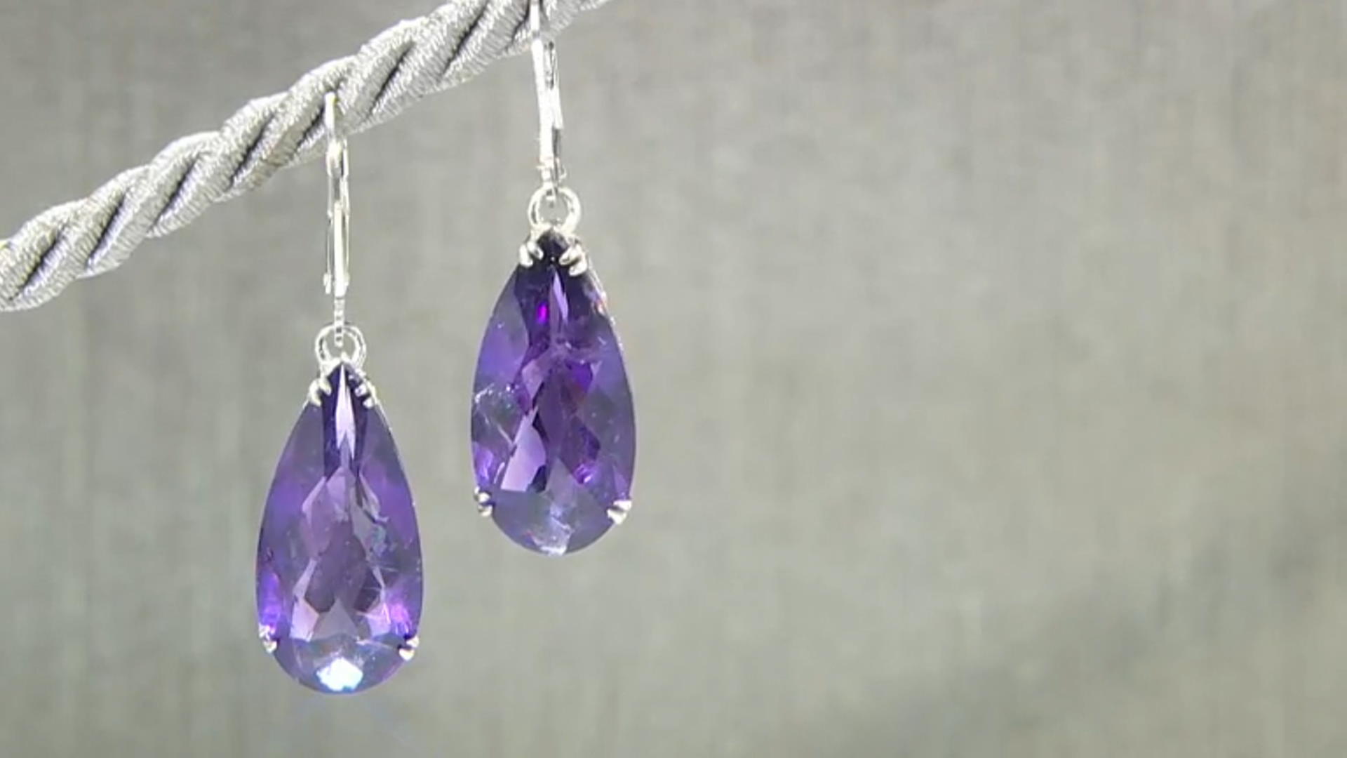 Purple Amethyst Rhodium Over Sterling Silver Dangle Earrings 16.00ctw