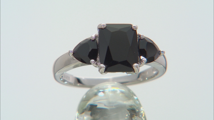 Black Spinel Rhodium Over Sterling Silver Ring 3.39ctw Video Thumbnail