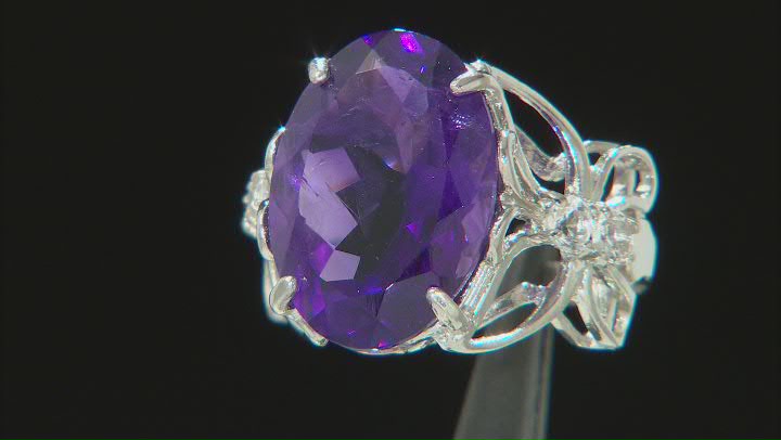 Purple Amethyst Rhodium Over Sterling Silver Ring 10.25ctw Video Thumbnail
