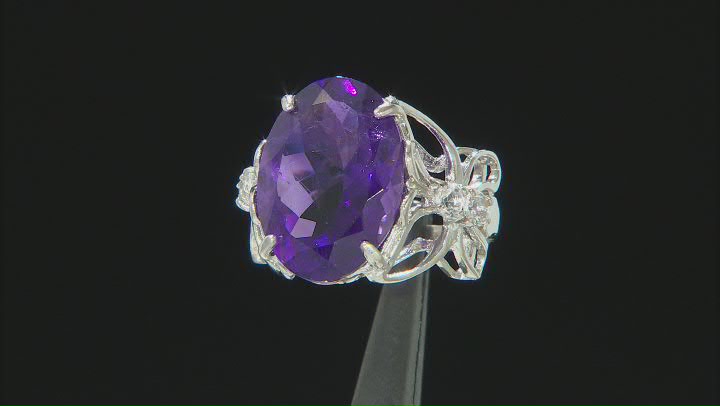 Purple Amethyst Rhodium Over Sterling Silver Ring 10.25ctw Video Thumbnail