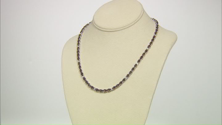 Brown Smoky Quartz Rhodium Over Sterling Silver Tennis Necklace 27.38ctw Video Thumbnail