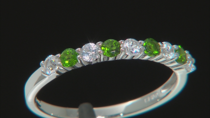Chrome Diopside Rhodium Over Sterling Silver Band Ring 0.75ctw Video Thumbnail
