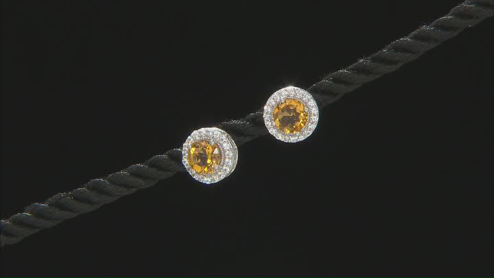 Yellow Citrine Rhodium Over Silver Stud Earrings  1.86ctw
