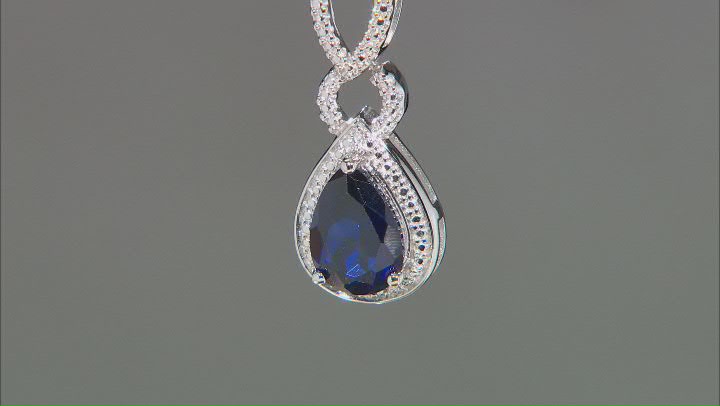 Blue Lab Created Sapphire Rhodium Over Sterling Silver Pendant With Chain 2.51ctw Video Thumbnail