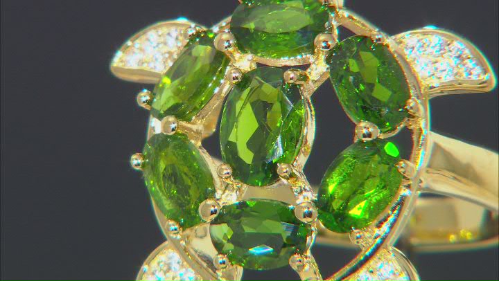 Green Chrome Diopside 18k Yellow Gold Over Sterling Silver Turtle Ring 3.42ctw Video Thumbnail