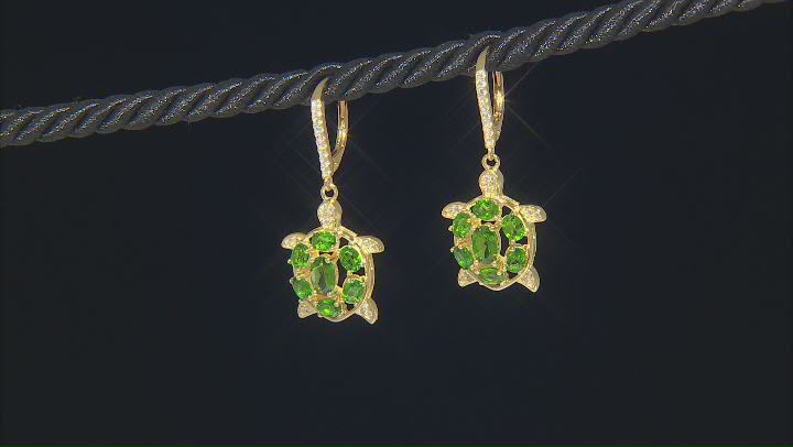 Green Chrome Diopside 18k Yellow Gold Over Sterling Silver Earrings 3.08ctw Video Thumbnail