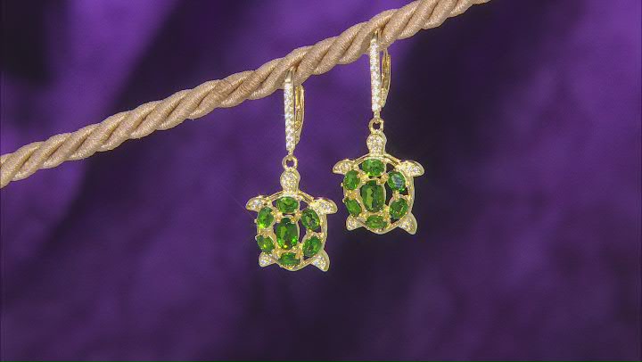 Green Chrome Diopside 18k Yellow Gold Over Sterling Silver Earrings 3.08ctw Video Thumbnail