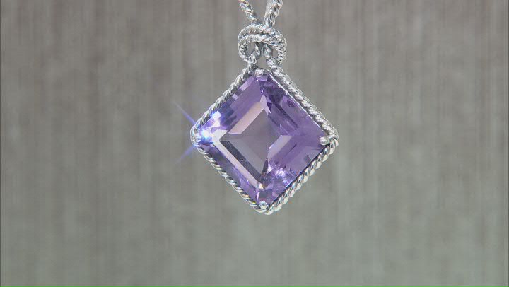 Purple Amethyst  Sterling Silver Solitaire Pendant With Chain 14.50ct Video Thumbnail