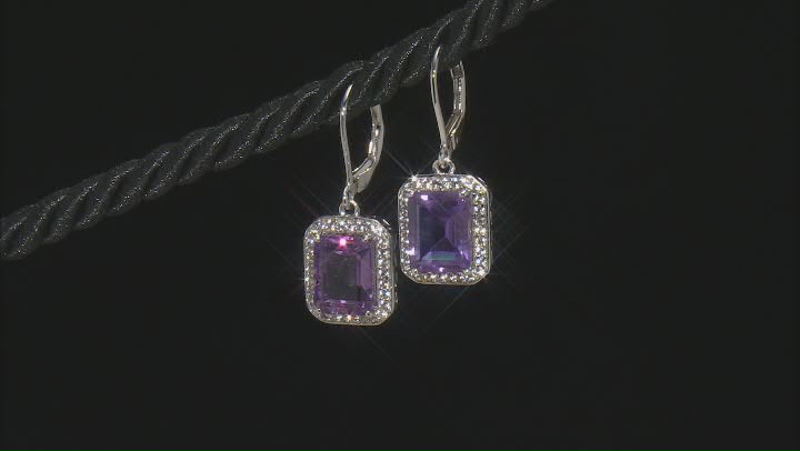Purple Amethyst Rhodium Over Sterling Silver Dangle Earrings 6.60ctw