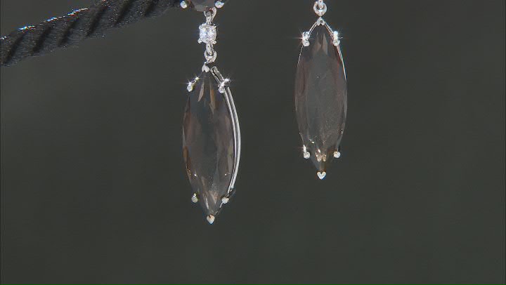 Brown Smoky Quartz Rhodium Over Sterling Silver Earrings 7.65ctw Video Thumbnail