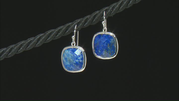 Blue Lapis Lazuli Rhodium Over Sterling Silver Earrings 13x13mm Video Thumbnail