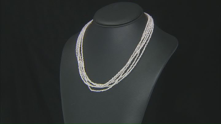 White Moonstone Sterling Silver 5-Strand Necklace Video Thumbnail