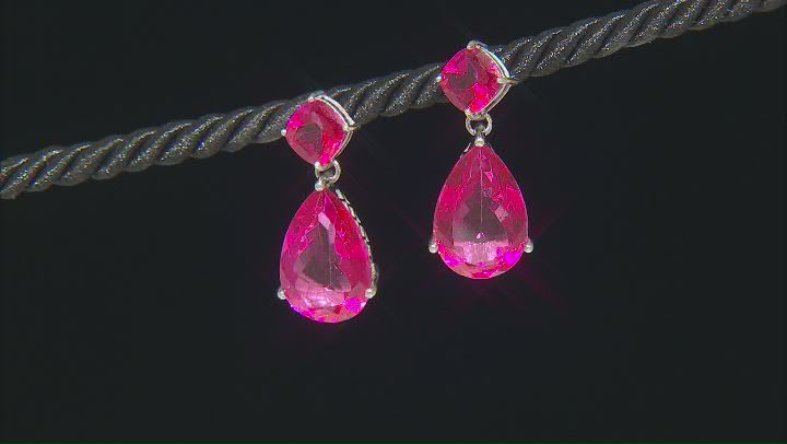 Pink Topaz Rhodium Over Sterling Silver Dangle Earrings 31.00ctw Video Thumbnail
