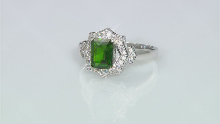 Green Chrome Diopside Rhodium Over Sterling Silver Ring 1.76ctw Video Thumbnail