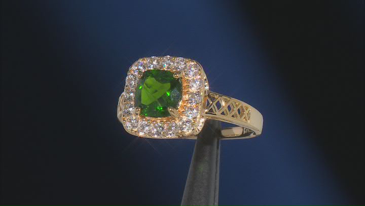 Green Chrome Diopside 18k Yellow Gold Over Sterling Silver Ring 2.08ctw Video Thumbnail