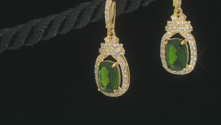 Green Chrome Diopside 18k Yellow Gold Over Sterling Silver Earrings 3.22ctw Video Thumbnail