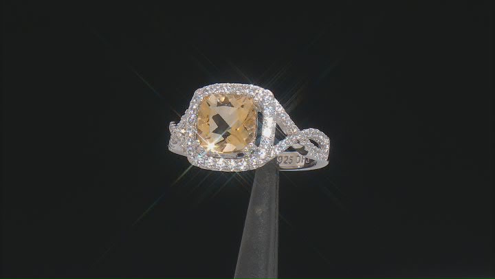 Yellow Citrine Rhodium Over Sterling Silver Ring 2.45ctw Video Thumbnail